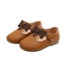 Load image into Gallery viewer, T Strap Shoe with Bow - Brown